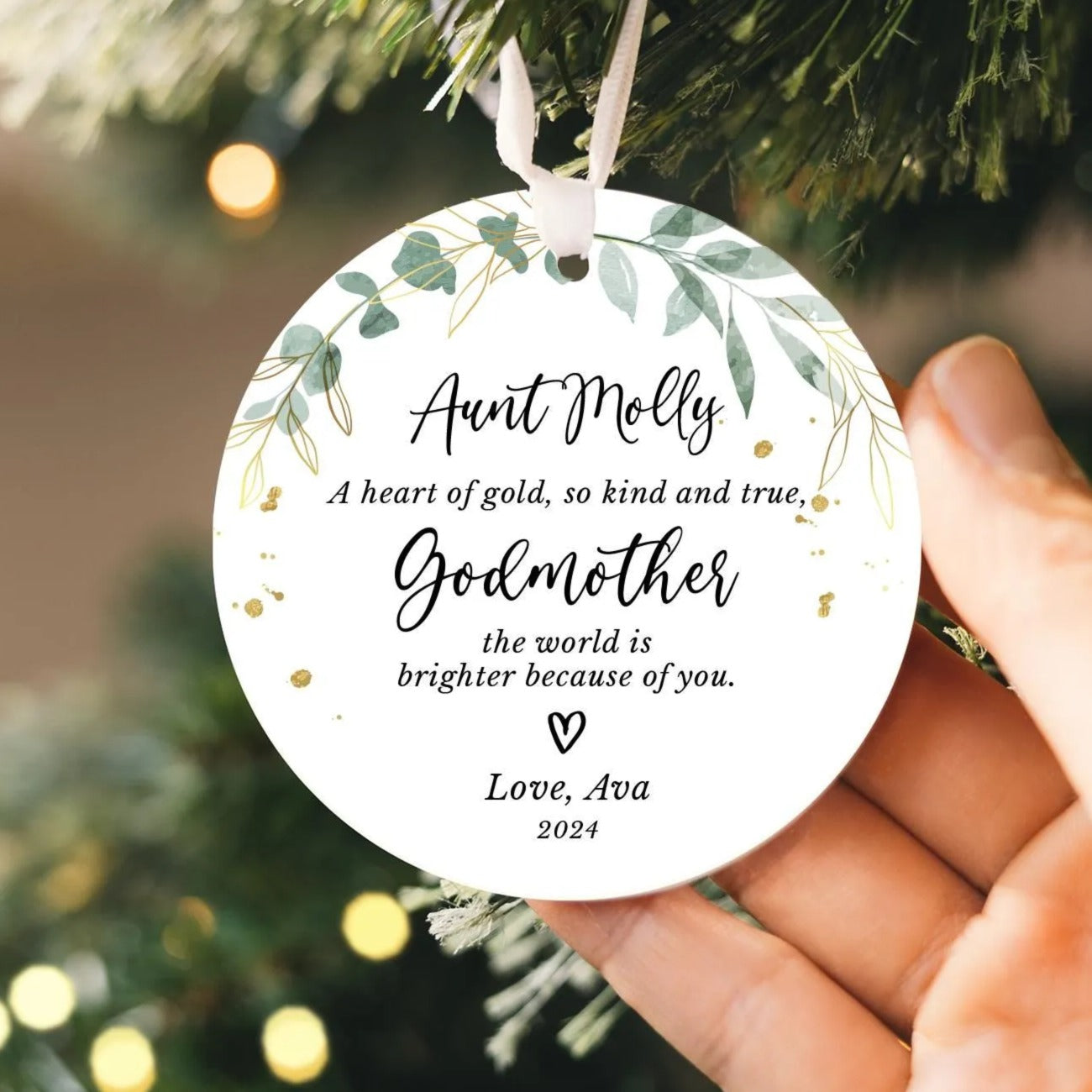 Personalized Godmother Ornament 2025 | Baptism Ornament, New Godmother Godfather Ornament, Godparent Christmas Ornament Gift, Christening