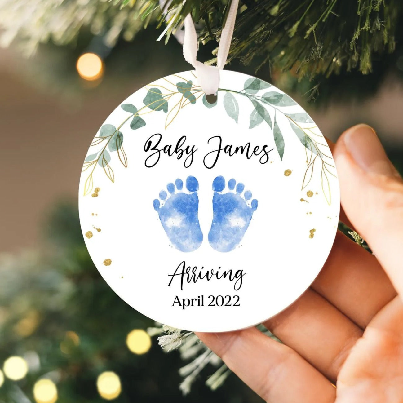 Custom Baby's First Christmas Ornament 2025 | Ceramic New Baby Girl or Boy Ornament, New Mom Gift, Baby's First Holiday Gift, Baby Keepsake