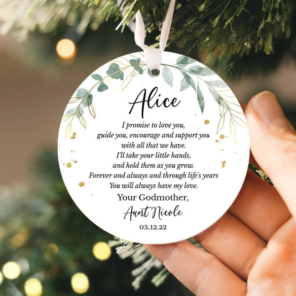 Custom Promise to Godson or Goddaughter Ornament from Godparent 2025 | Ceramic Godparent Promise to Godchild, Baptism Gift, Christening