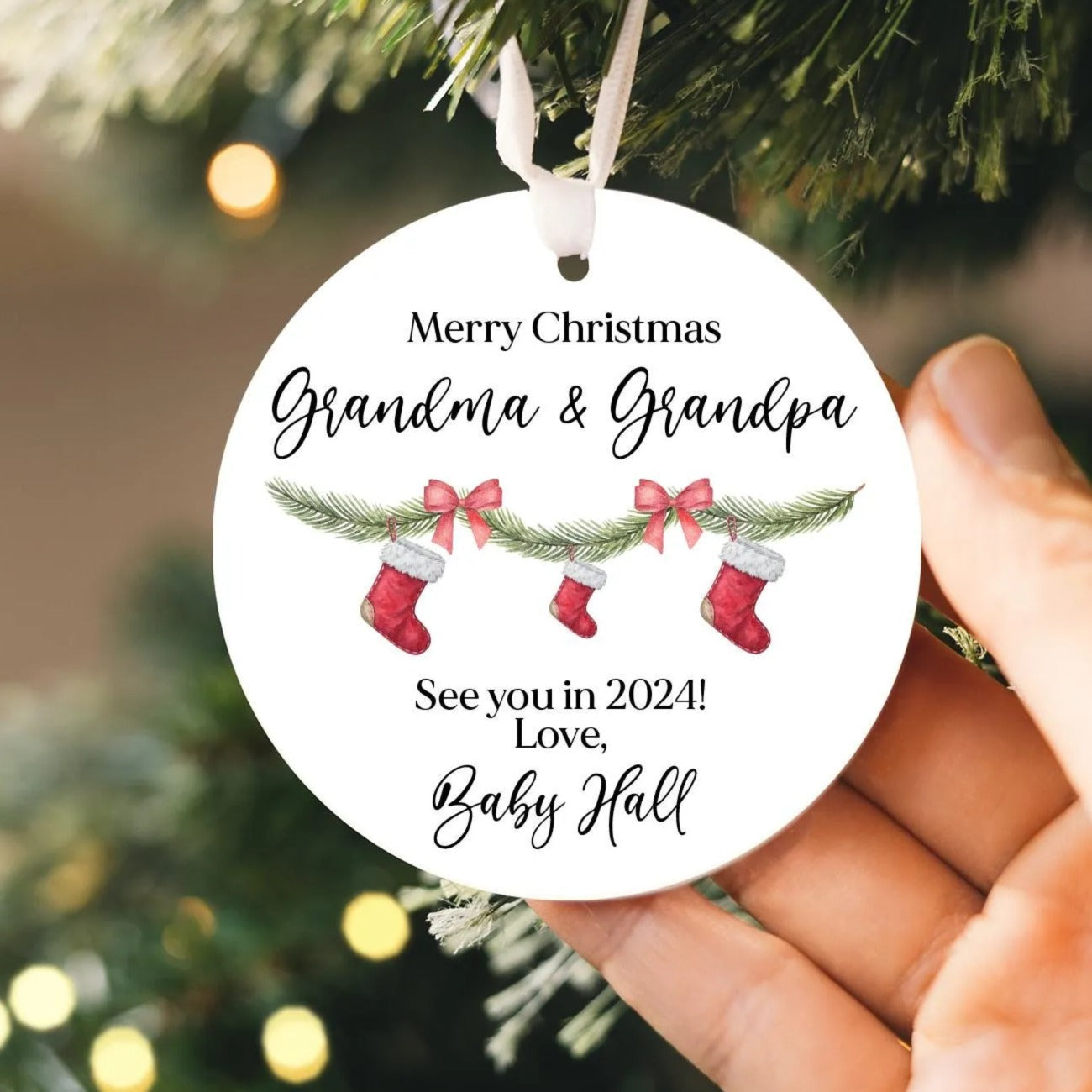 Promoted to Grandparents Ornament 2025 | Pregnancy Announcement Reveal, Baby Announcement, New Grandparents Ornament, Grandparents Gift