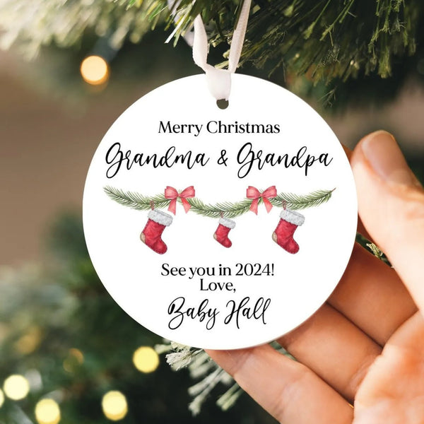 Promoted to Grandparents Ornament 2025 | Pregnancy Announcement Reveal, Baby Announcement, New Grandparents Ornament, Grandparents Gift