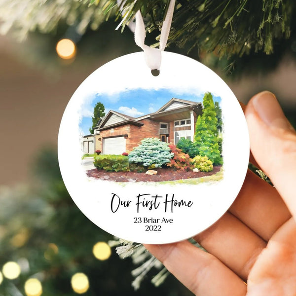Personalized Our First Home Custom Photo Ornament 2025 | Our First Christmas At Custom Ornament, New Homeowner Gift, Housewarming Gift