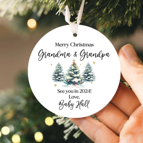 Promoted to Grandparents Ornament 2025 | Pregnancy Announcement Reveal, Baby Announcement, New Grandparents Ornament, Grandparents Gift