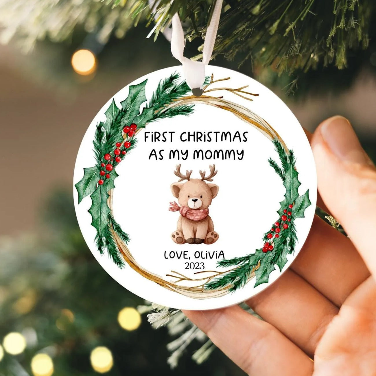 Personalized First Christmas As my Mommy or Daddy 2025 | New Baby Ceramic Ornament, New Mom Gift, New Baby Keepsake, Newborn Ornament