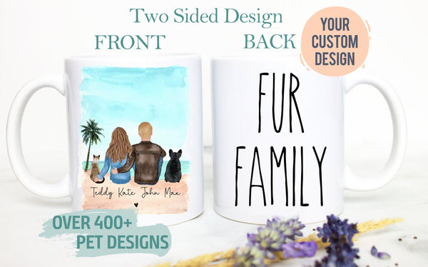 Custom Couple Pet Portrait Mug #2, Fur Family, Cat Dog Lover Dog Mom Dad, Pet Owner Gift, Cat Lady, Pet Memorial Loss, Cat Dog Family Gift