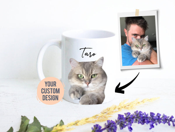 Custom Cat Photo Mug, Pet Portrait, Personalized Cat Lovers Mug, Cat Owner Gift, Cat Mom Dad, Pet Loss Memorial, Personalized Gift, Cat Gift