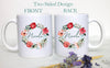Red Floral Floral Wreath with Custom Name - White Ceramic Mug