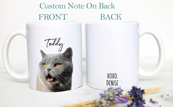 Custom Cat Photo Mug, Pet Portrait, Personalized Cat Lovers Mug, Cat Owner Gift, Cat Mom Dad, Pet Loss Memorial, Personalized Gift, Cat Gift