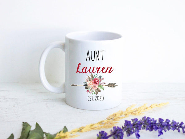 Boho Bohemian Red Personalized Aunt Name - White Ceramic Mug