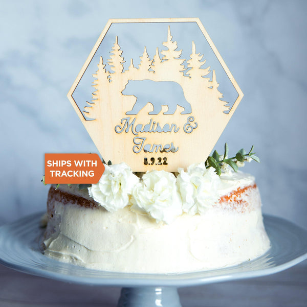 Custom Name Mountain Wedding Cake Topper