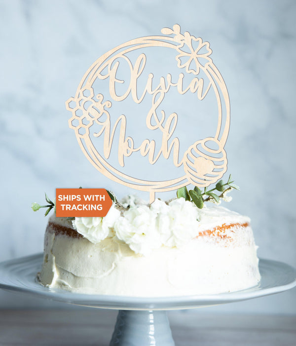 Custom Bee Couple Wedding Cake Topper