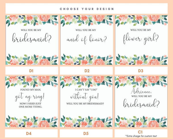 Bridesmaid Pearl Necklace Gift - Peach Floral