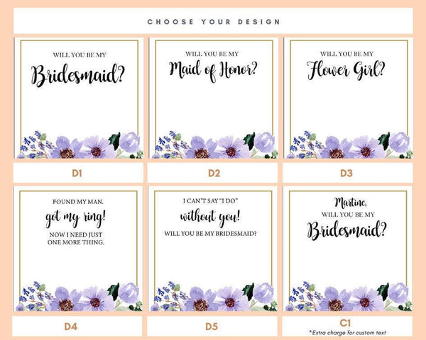 Bridesmaid Pearl Necklace Gift - Purple Floral