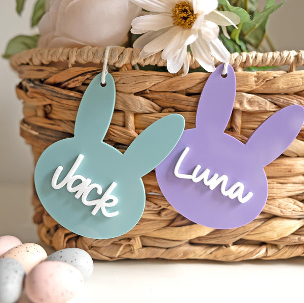 Personalized Bunny Head Easter Basket Tag | Custom Easter Egg Tag, Easter Gift for Kids, Easter Decor,Cute Bunny Tag, Easter Basket Name Tag