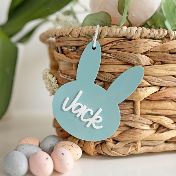 Personalized Bunny Head Easter Basket Tag | Custom Easter Egg Tag, Easter Gift for Kids, Easter Decor,Cute Bunny Tag, Easter Basket Name Tag