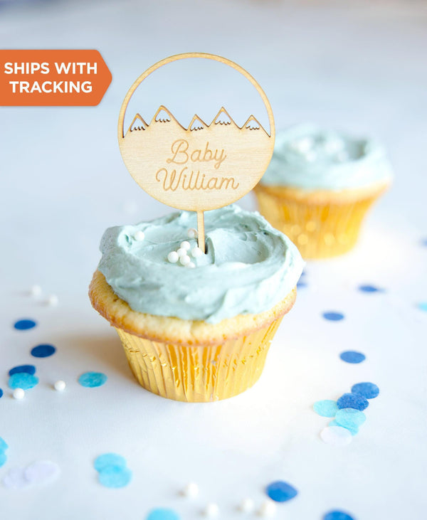 Baby Shower Cupcake Topper - Mountains