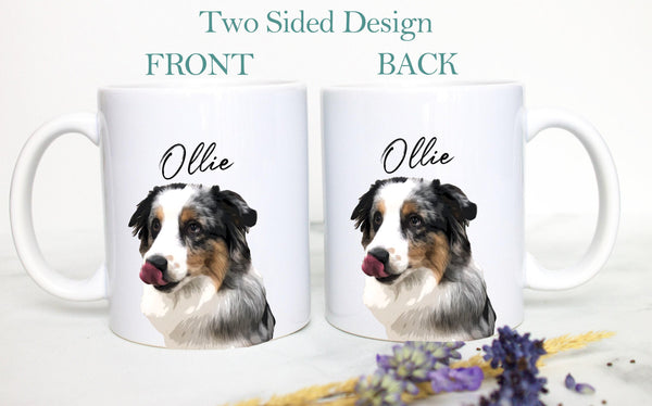 Custom Dog Mug, Pet Portrait, Personalized Dog Lovers Mug, Dog Owner Gift, Dog Mom, Dog Dad, Gift for Dog Photo Mug, Pet Loss, Dog Memorial