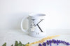 Grey Floral with Custom Initial and Name - White Ceramic Mug