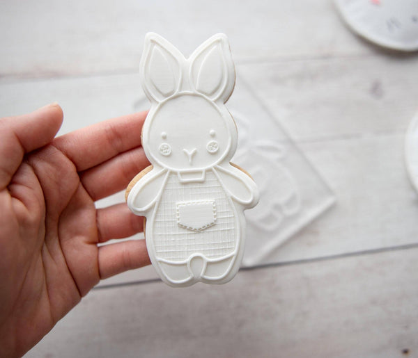 Easter Boy Bunny - Acrylic Fondant Embosser With Optional Cutter
