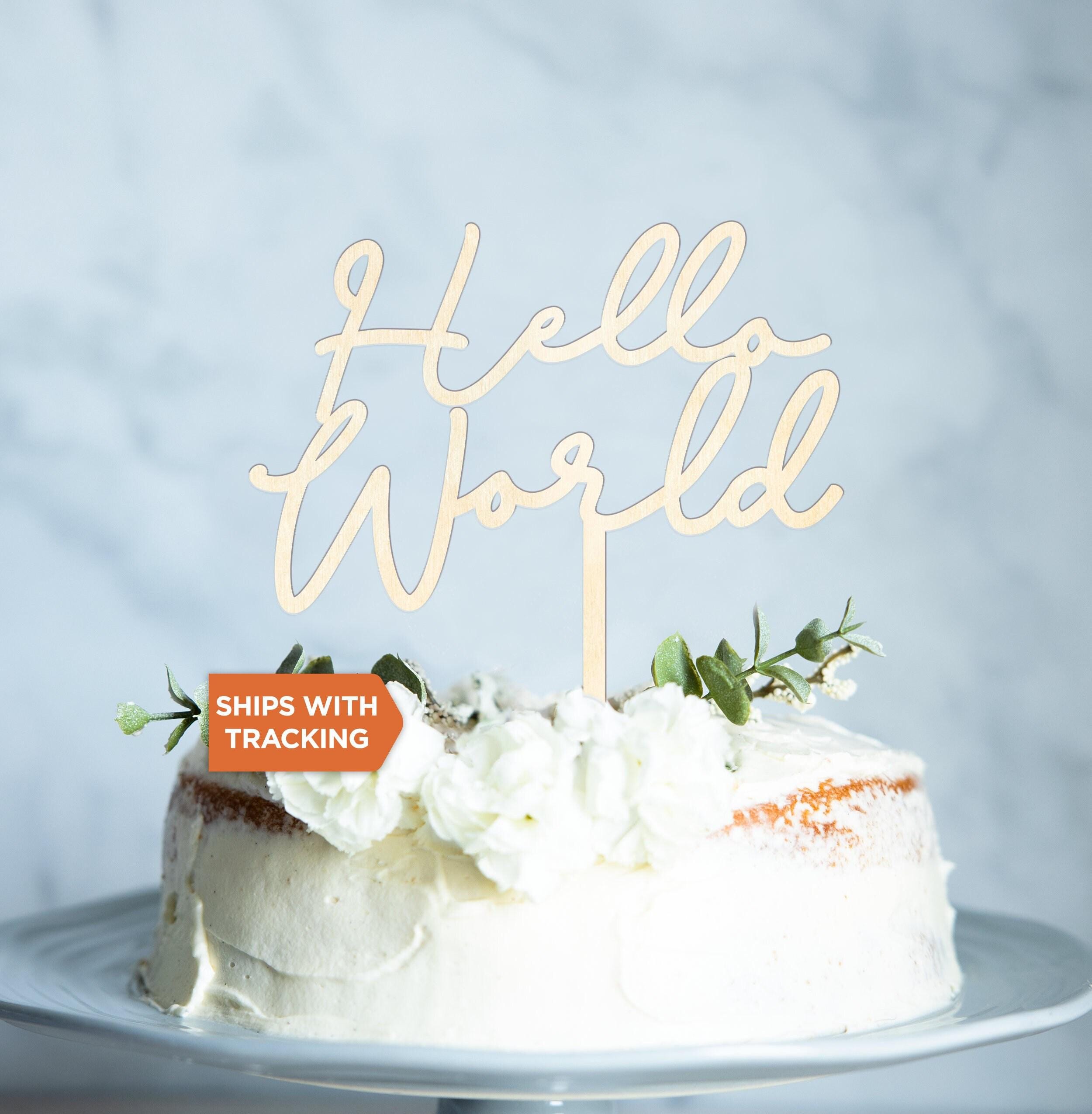 Hello World Baby Shower Cake Topper