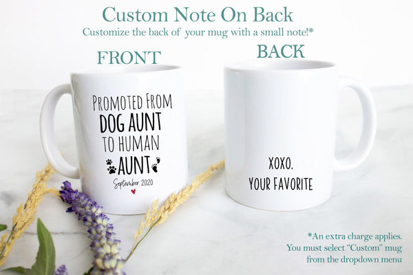 Promoted From Dog Aunt and Uncle To Human Individual or Mug Set - White Ceramic Mug
