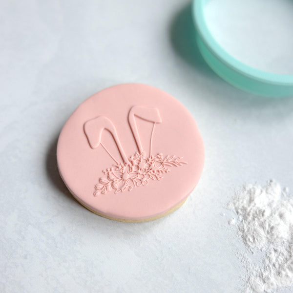 Bunny Ears Easter Acrylic Fondant Embosser With Cutter