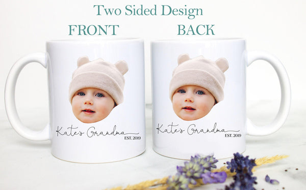 Custom Baby Face Photo Gift For Grandpa Grandma Individual OR Mugset, Personalized Photo Mug, Christmas Gift Grandma, Baby Face Gift Mug
