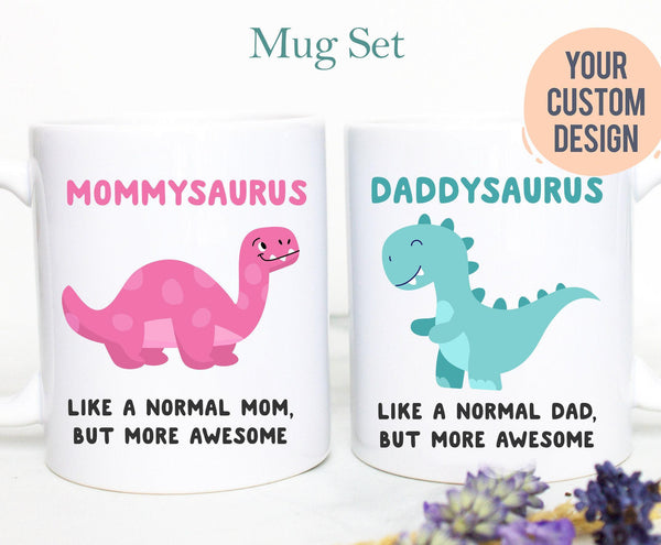 Mom and Dad Mug Set, Mommysaurus and Daddysaurus