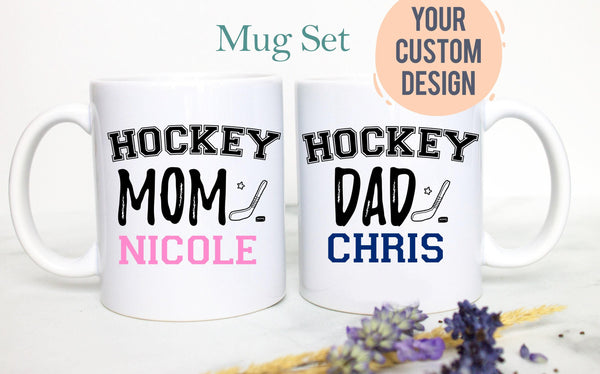 Hockey Mom Dad Individual OR Mug Set - White Ceramic Mug