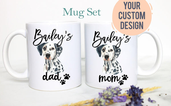 Personalized Dalmatian Mom and Dad Individual or Mug Set - White Ceramic Custom Mug