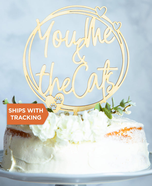 You Me and the Cats Wedding Cake Topper