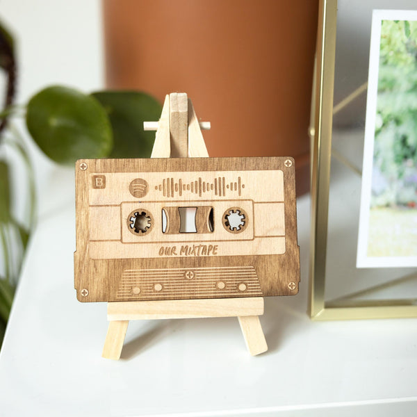 Personalized Music Plaque Wood Casette Tape | Custom Wood Mixtape, Couples Gift, Engagement Gift, Anniversary Gift, Playlist Plaque Sign