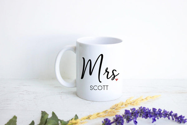 Married Mrs. Custom Date - White Ceramic Mug
