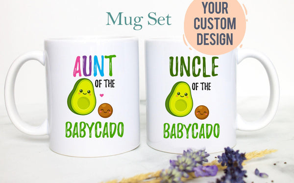 Baby Avocado Aunt and Uncle Individual OR Mug Set - White Ceramic Mug