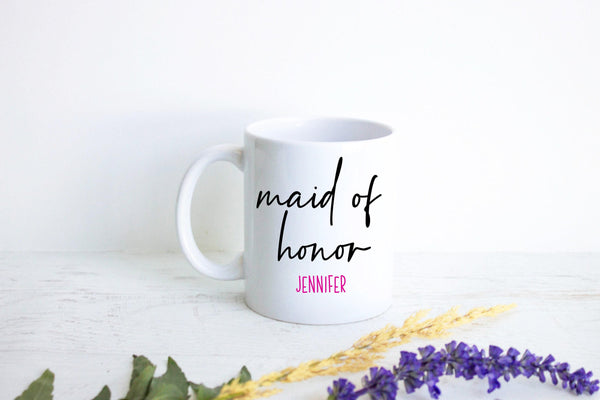 Maid of Honor Custom Name - White Ceramic Mug