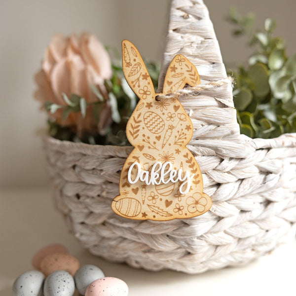 Personalized Bunny Easter Basket Tag | Custom Easter Egg Tag, Easter Gift for Kids, Easter Decor,Cute Bunny Tag, Easter Basket Name Tag