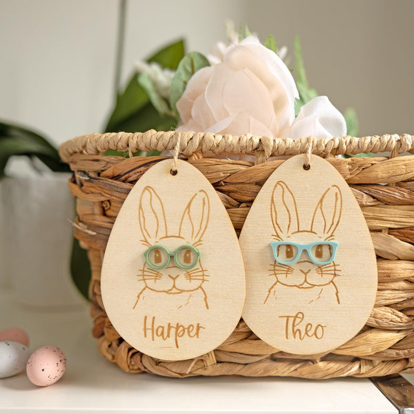 Personalized Bunny Easter Basket Tag | Custom Easter Egg Tag, Easter Gift for Kids, Easter Decor,Cute Bunny Tag, Easter Basket Name Tag