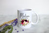 Burgundy Fall Floral Bridesmaid Custom Name With Date - White Ceramic Mug
