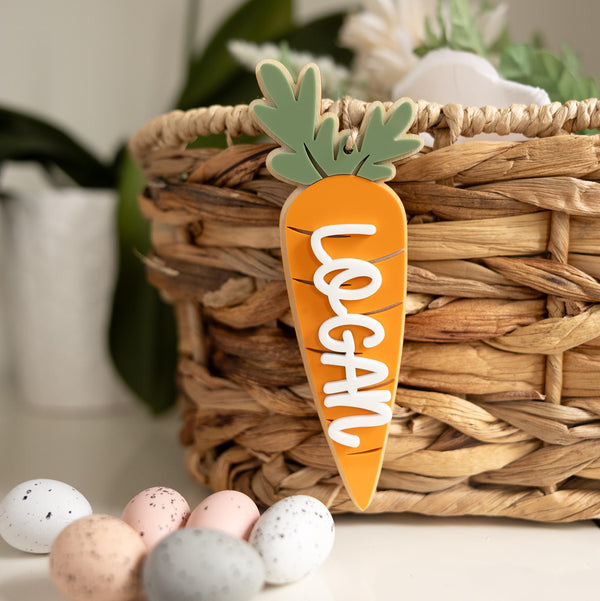Personalized Name Carrot Easter Basket Tag | Custom Easter Egg Tag, Easter Gift for Kids, Easter Decor,Cute Carrot Tag, Easter Basket Tag