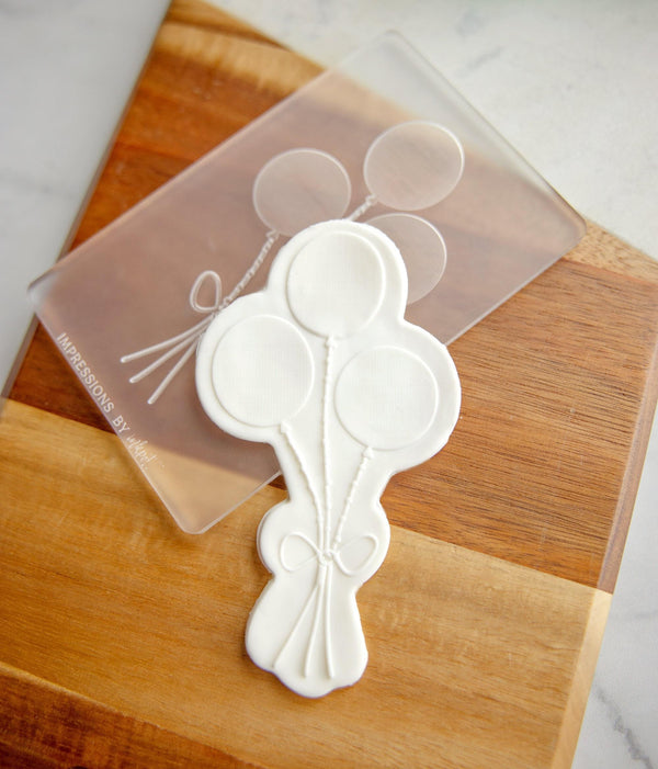 Birthday Balloons Plaque - Acrylic Fondant Embosser With Optional Cutter