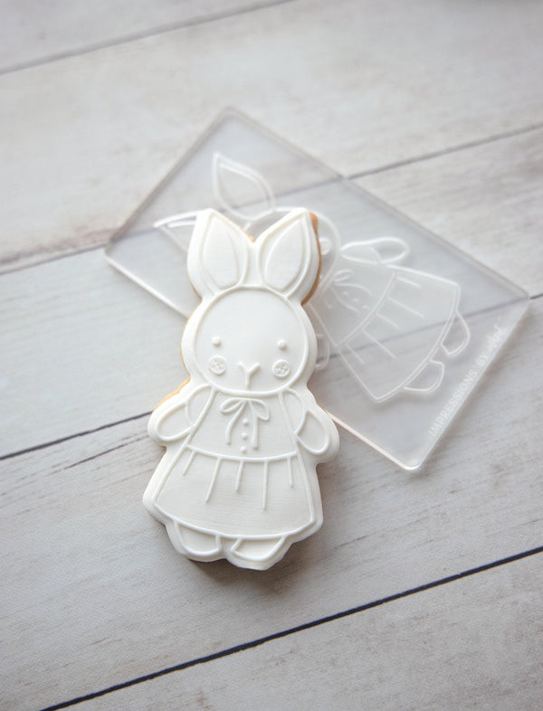 Easter Girl Bunny - Acrylic Fondant Embosser With Optional Cutter