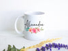 Bright Floral with Custom Name - White Ceramic Mug