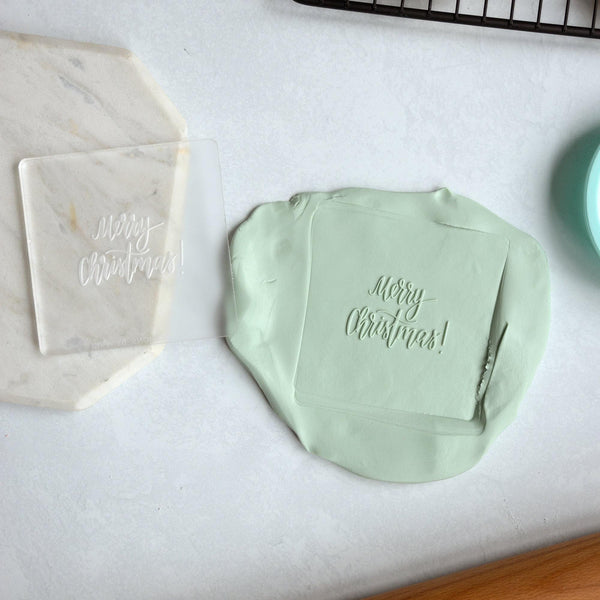 Merry Christmas Fondant Embosser Stamp and Cutter