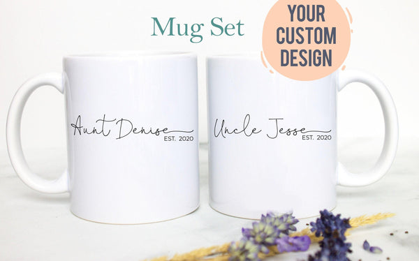 Personalized Name Aunt and Uncle Individual or Mug Set #4 - White Ceramic Mug