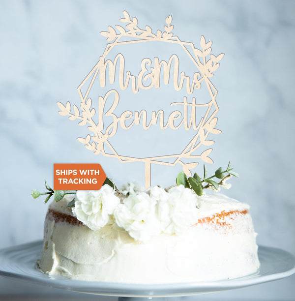 Mr and Mrs Wedding Cake Topper