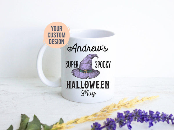 Halloween Custom Name - White Ceramic Mug