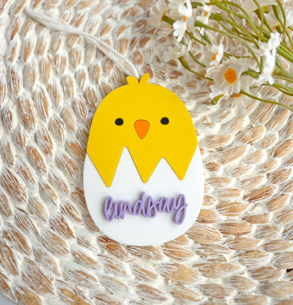 Personalized Name Little Chick Easter Basket Tag | Custom Easter Egg Tag, Easter Gift for Kids, Cute Easter Decor Tag, Easter Basket Tag