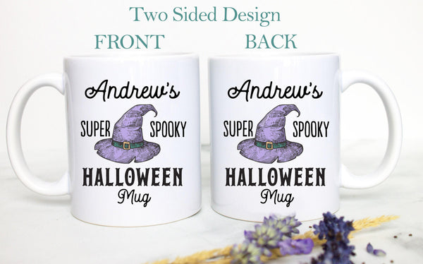 Halloween Custom Name - White Ceramic Mug