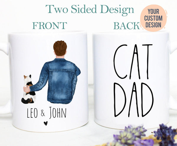 Personalized Cat Mug, Custom Cat Dad, Father's Day Gift, Custom Cat Gift,Pet Owner Gift, Cat Dad Mug, Cat Lover Gift, Pet Loss, Cat Portrait