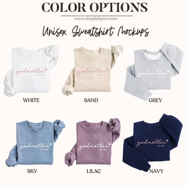 Godmother Sweatshirt With Custom Name and Year | Custom Godmother Sweater, Will You Be My Godmother, Godmother Proposal Gift, Baptism Gift